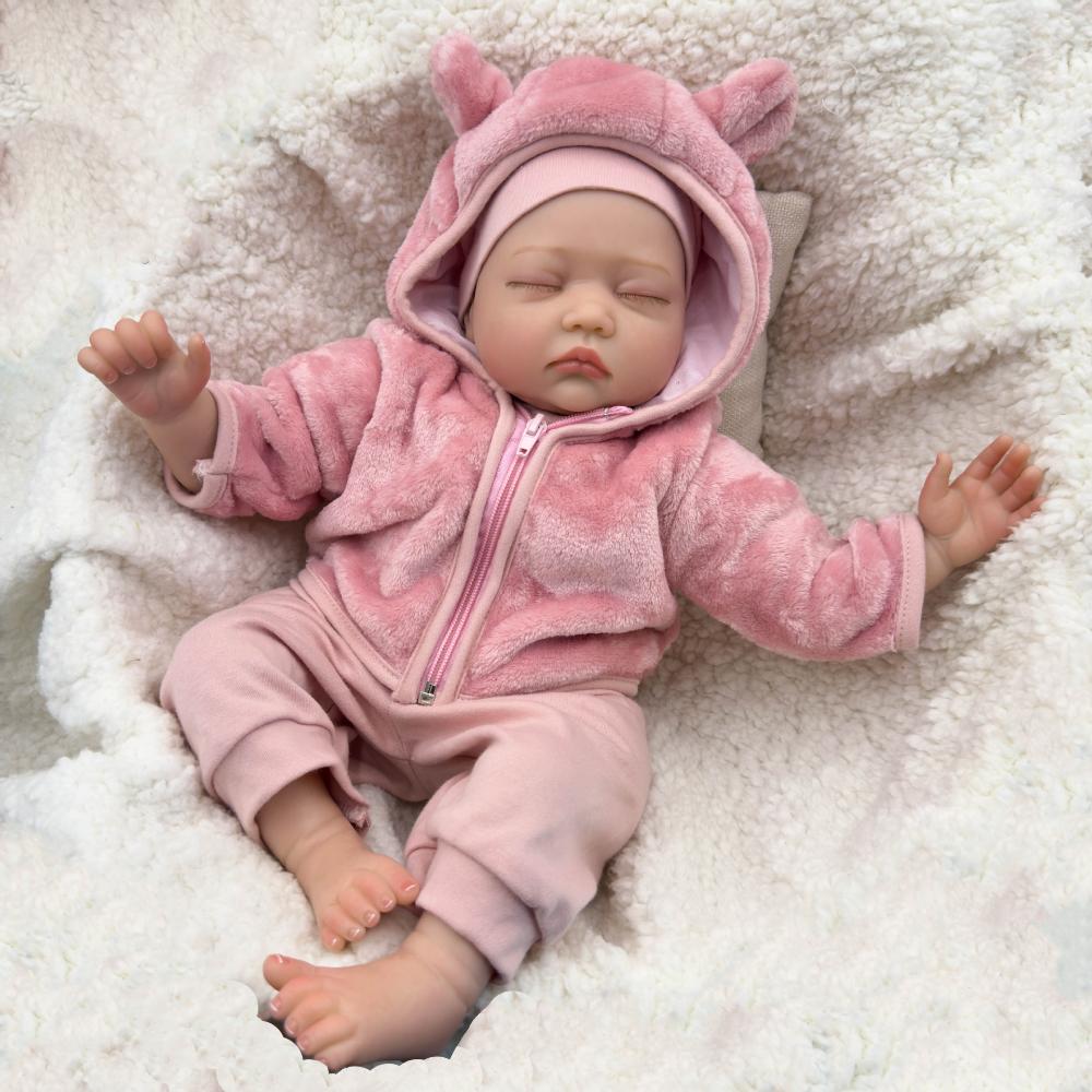 Realistic 22'' 55cm Simulation Baby Reborn Dolls Cute Fat Cloth Body Newborn Babies Doll Lifelike Sleeping Imitation Baby Dolls for Kids Birthday Gift