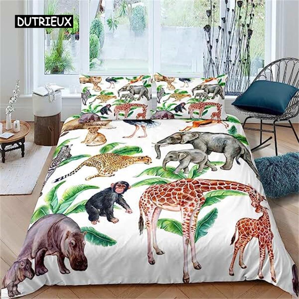 Пододеяльник с милой обезьянкой, одеяло, покрывало с изображением лесного мультфильма, дикого животного, комплект постельного белья для детей, подростков, малышей, для украшения комнаты, подарки