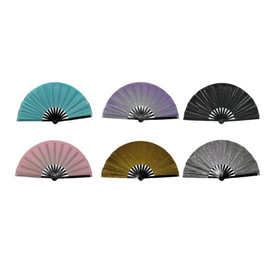 Большой складной блестящий ручной вентилятор с сумкой для хранения, женский сверхлегкий портативный декоративный ручной вентилятор, реквизит для вечеринки в честь косплея