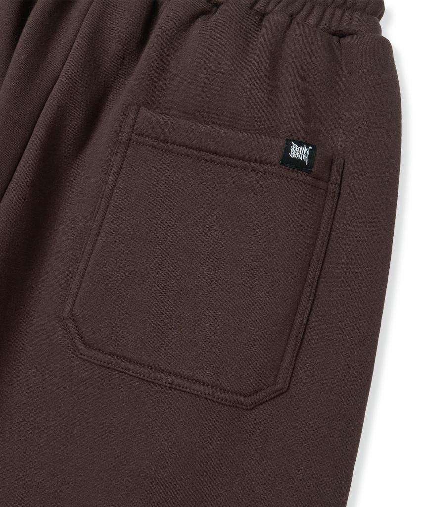 BROWNBREATH Tag Two Tuck Wide Sweat Pants - Dark Brown