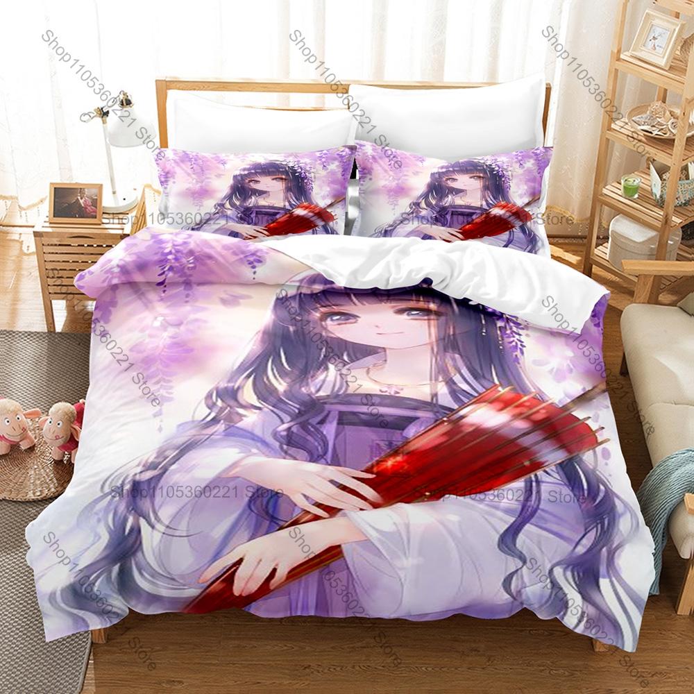 Sweet Magical Girl Tomoyo Daidouji Manga Art Print Bedding Set 3in1 1 Duvet Cover 2 Pillowcases Soft Household Bed Textile