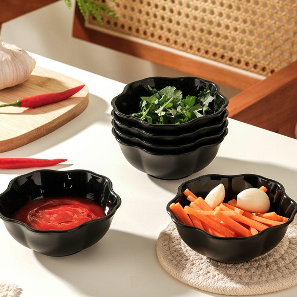 10 Piece Flower/Square Seasoning Dish Black Snack Bowl Multifunctional Fruits Bowl Hot Pot
