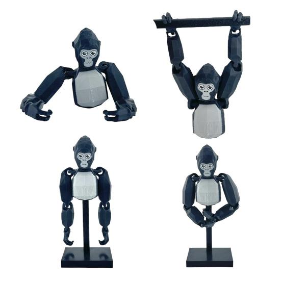 6-Inch Gorilla Toy with Stand 3D Printed Movable Joints Geometric Orangutan Desk Toy Decoration Ornament Gamers Collectors Gift
