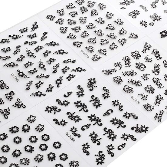 30 листов 3D смешанных цветочных бантов и сердец для дизайна ногтей наклейки для дизайна ногтей
