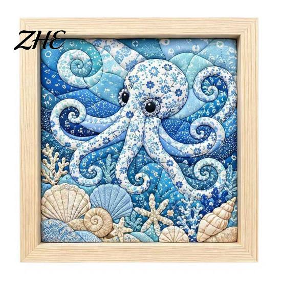 Relaxing Art Projects No-Sew Japanese Fabric Kit, DIY Mosaic Kits for Adults Beginners, Quilted Wall Collage Craft with Frame & Tools, Kits,