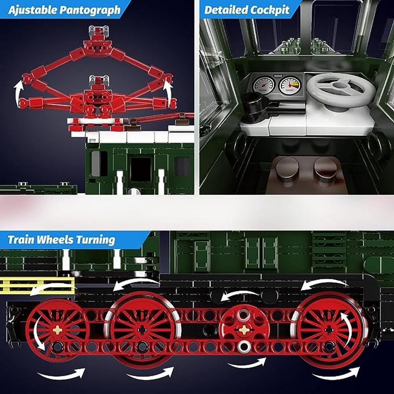 MOULD KING 12023 World Railway Electric Locomotive Train Building Bricks Technical RC Electric Track Birthday Gift