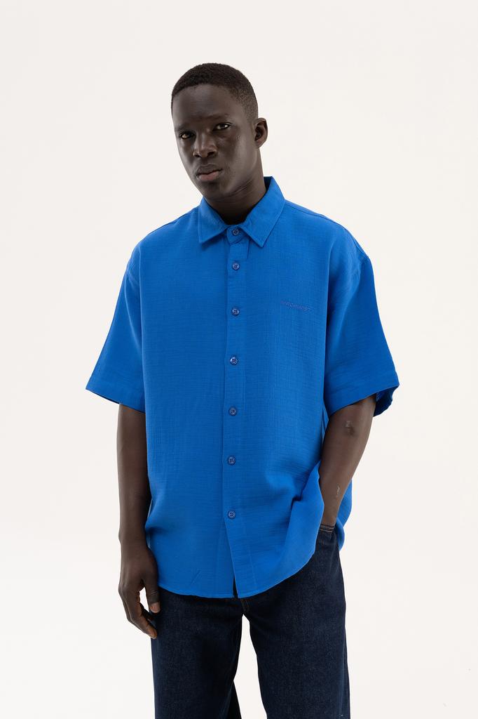 Machinist Men's Oversized Basic Cotton Shirt – Blue (Sax) S