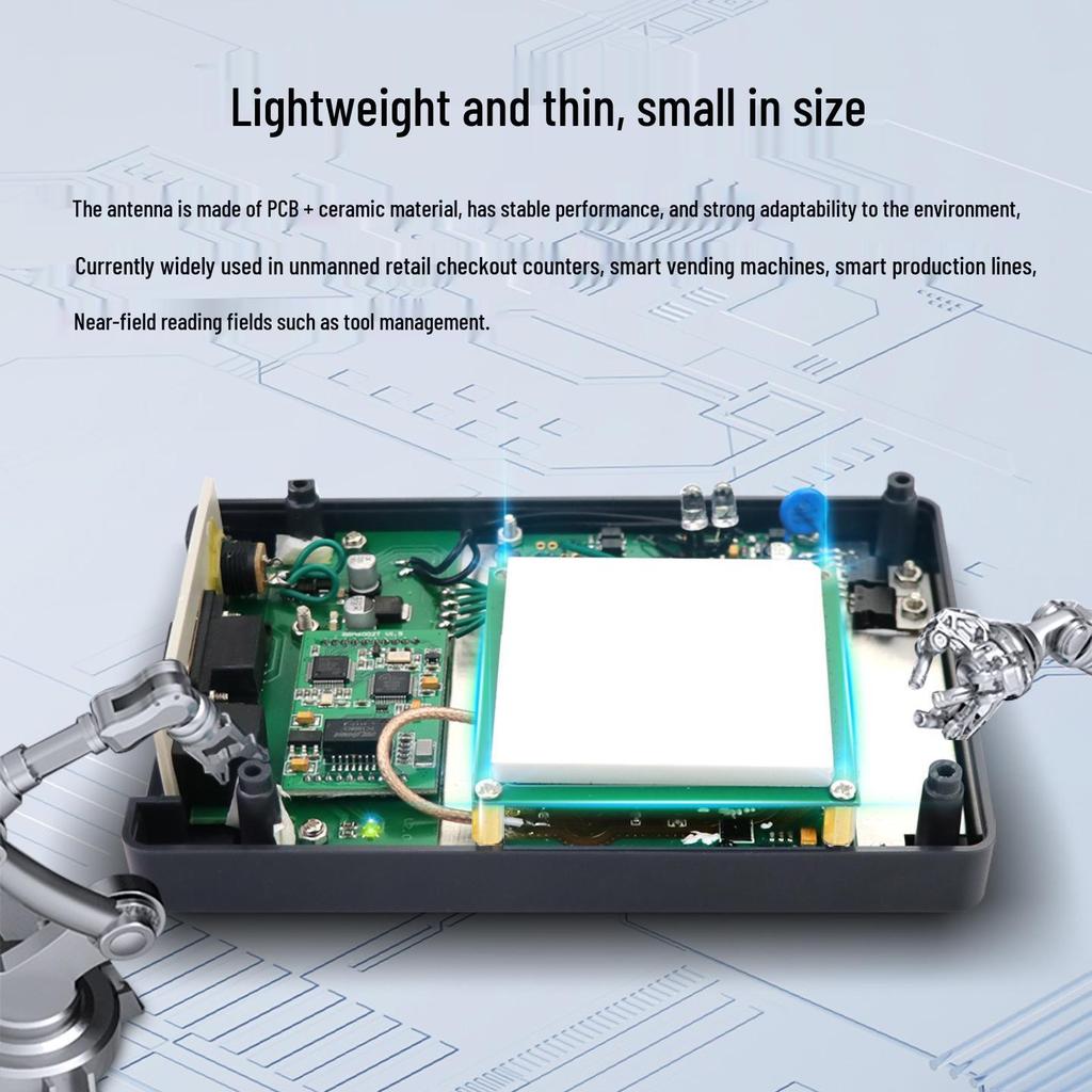 Ultra-High Frequency Circular Polarized RFID Ceramic Antenna (902~928MHz) with High Gain, Omnidirectional Split-Type Reader/Writer.