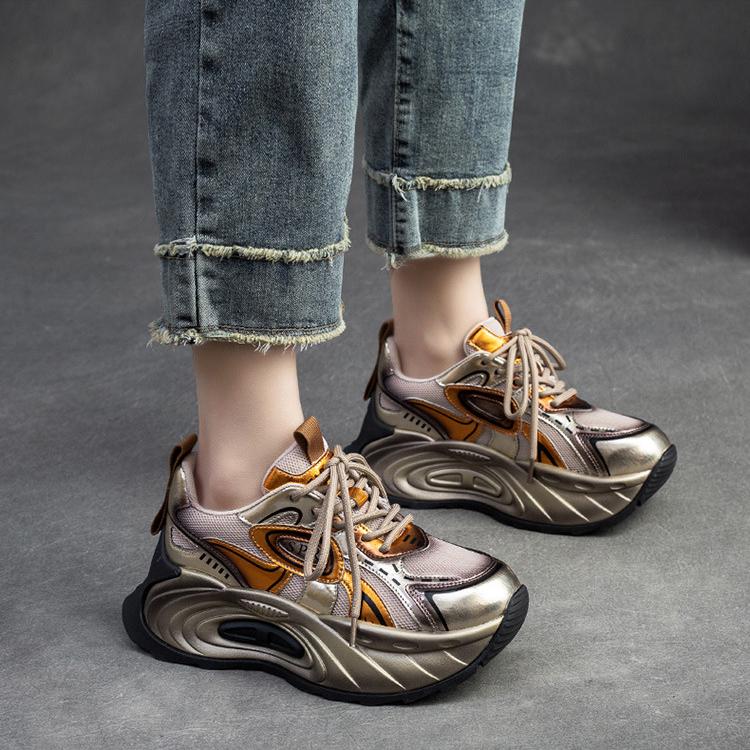 Johnature Модная спортивная обувь на толстой подошве, разноцветные кроссовки на шнуровке, универсальная женская обувь