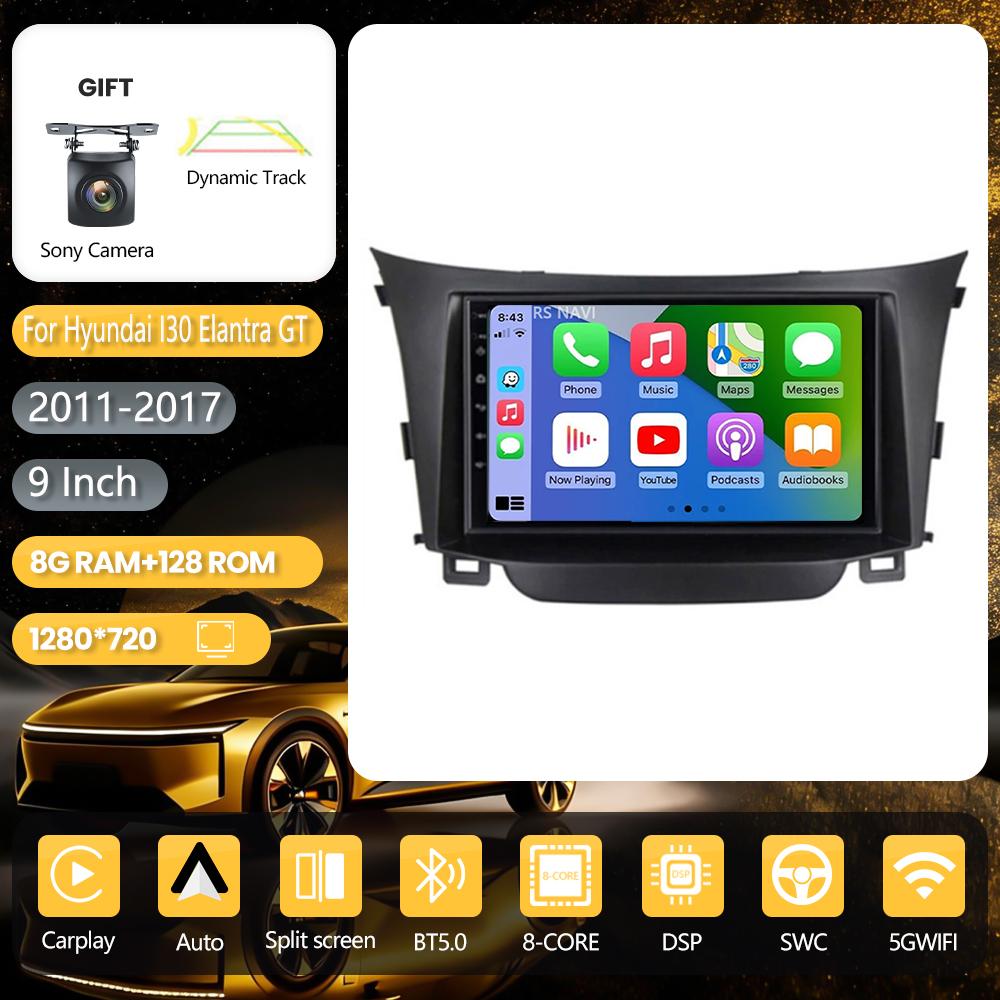 Autoradio multimédia Android 16 pour Hyundai i30 Grand Elantra Grant 2011 - 2017 Carplay Auto Navigation sans fil WiFi+4G