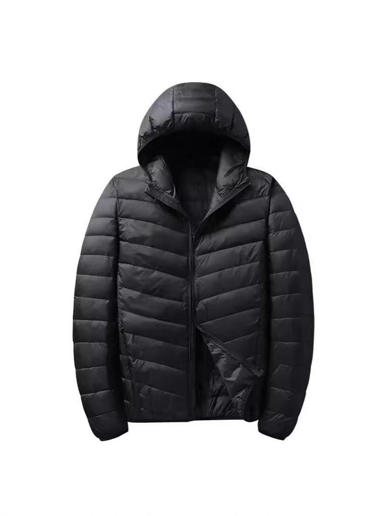 Мужская легкая пуховая куртка с капюшоном NASA - Зимняя мода, Короткая, Простая, Упаковываемая, Универсальная