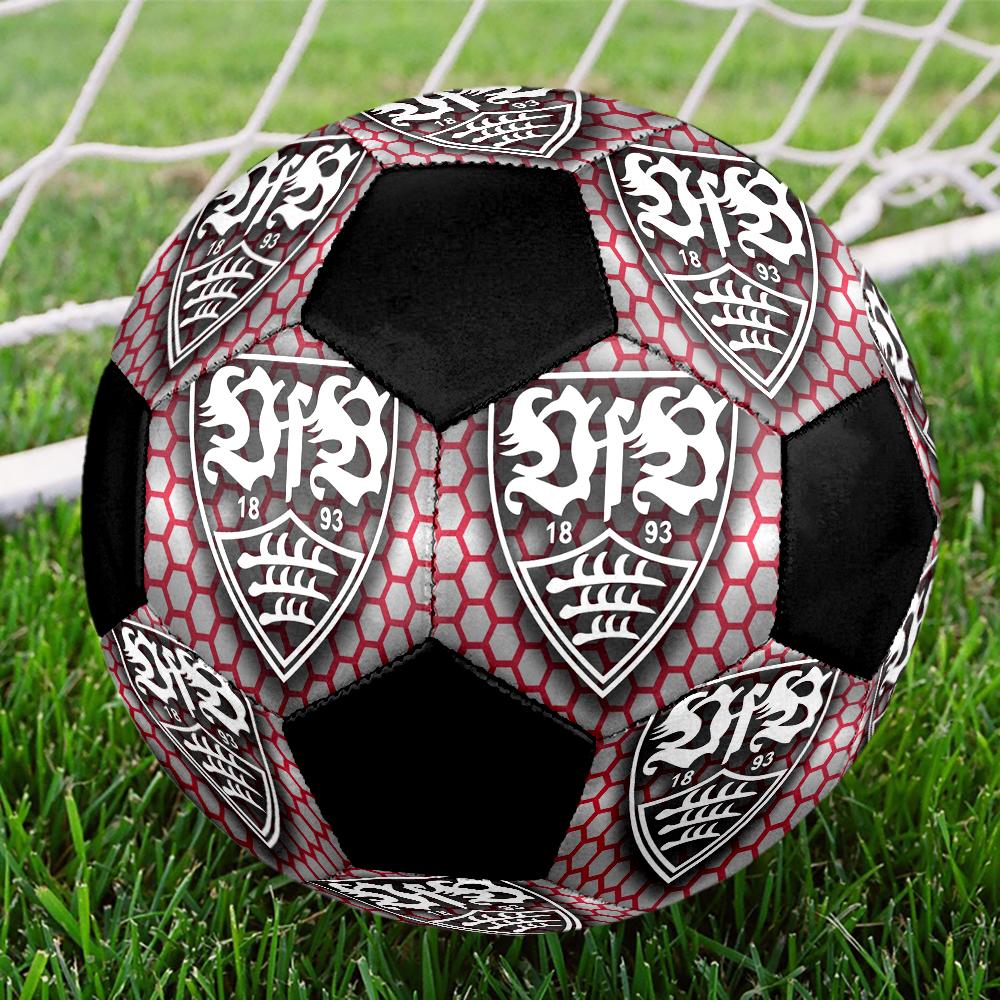 Футбольный мяч для зала VfB Stuttgart Цветной Машинная строчка ПВХ Размер 5 Готов к командным тренировкам и соревнованиям Прочный Высокий отскок Крутой спортивный подарок