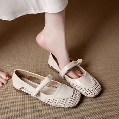 Мода Лето 2025 Новые Туфли на плоской подошве с мягкой подошвой Круглый носок Ретро Женские Ажурные Женские Туфли Модные Неглубокие Туфли на плоской подошве 659