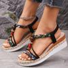 New Bohemian Style Wedge Heel Sandals for All Seasons Women's Fashion Casual Thick-Soled Shoes
