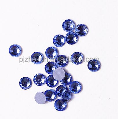 Zk High Quality Washable Light Sapphire SS6-SS30 Heat Fix Glass Crystal Eco-Friendly 12 Facets Loose Rhinestones