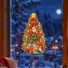 Holiday Window Stickers Christmas Tree Clings with Santa Claus Snowman Gingerbread Man and House Static Glass Art for Home Decorations Double Sided