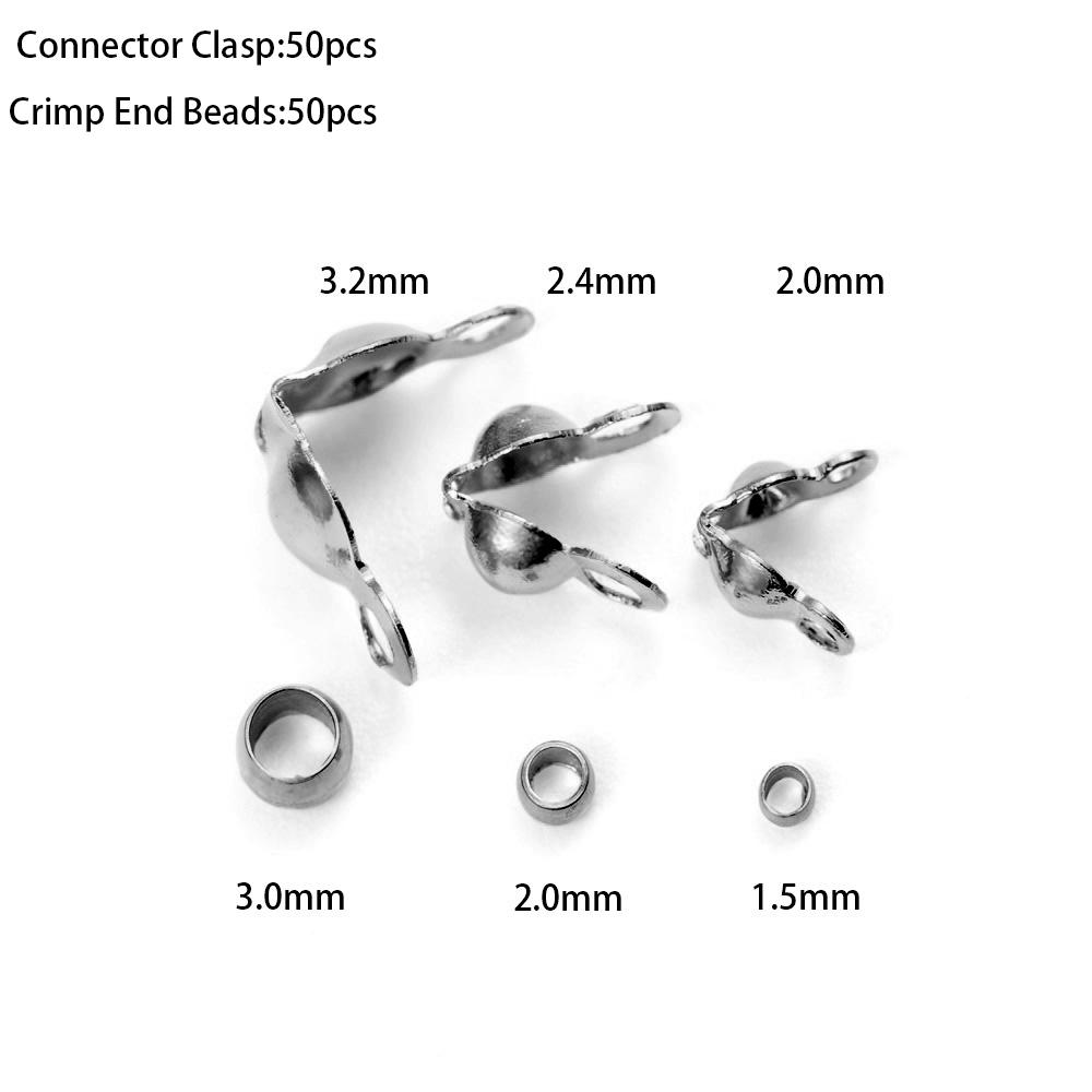 50pcs/lot Stainless Steel Gold Plated Connector Clasp Crimp End Beads For Bracelet Necklace Chains DIY Jewelry Making Supplies