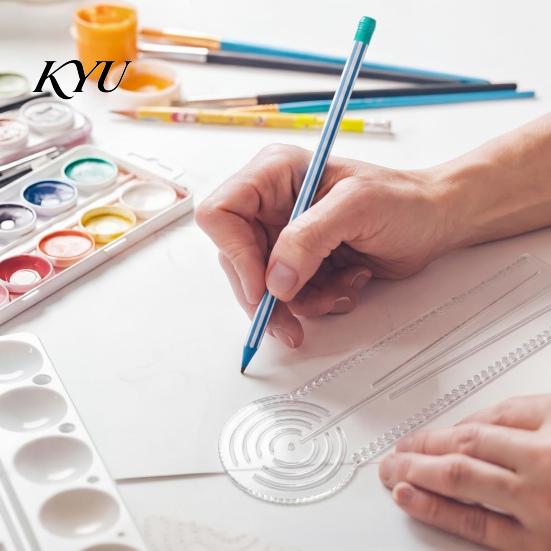 Portable Painting Accessory Mandalas Ruler Tool with Holes, Dot Art Circle Maker, Compass DIY Meditation Drawing Kit Protractor Straight Dotting