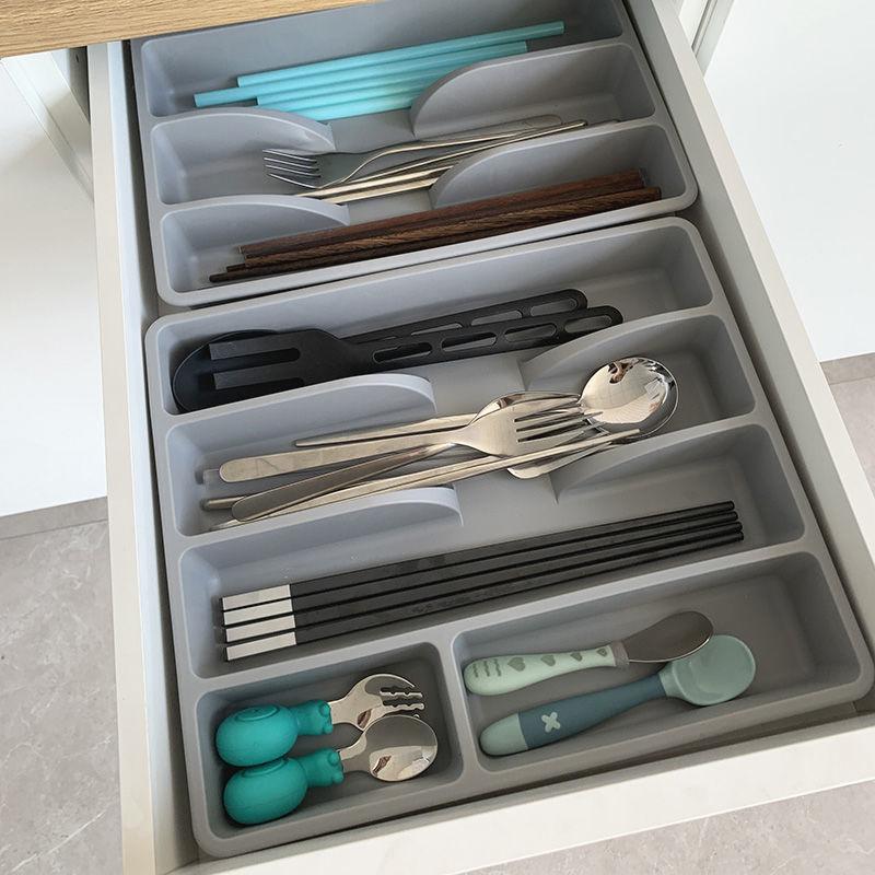 Кухонный ящик Органайзер для столовых приборов Держатель для серебра Разделитель для кухонной утвари Коробка Пластиковый лоток для хранения столовых приборов Принадлежности для дома и ресторана