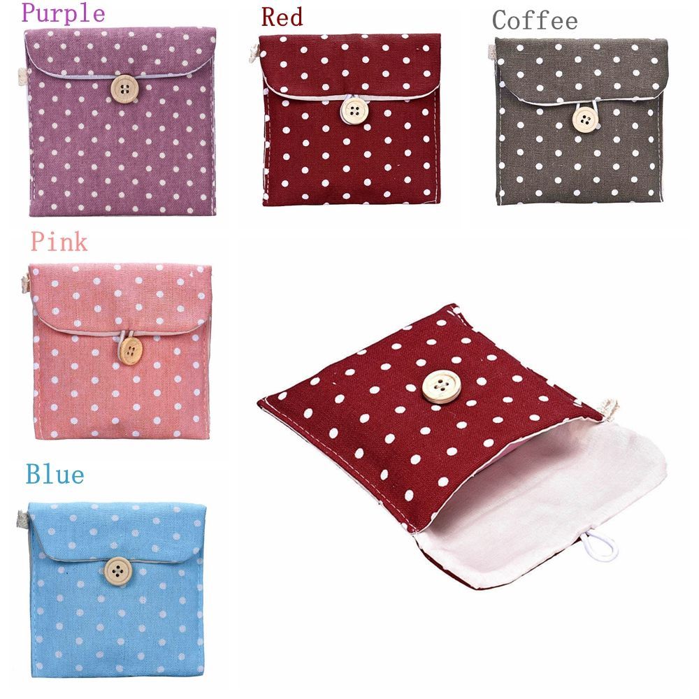 Women Girl Travel Polka Dot Organizers Storage Pouch Sanitary Napkin Bag