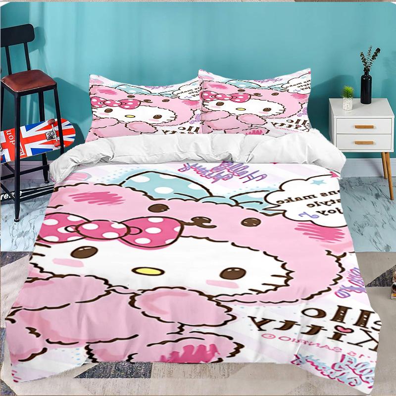 Kitty Adventure 3pcs Bedding Set,Including 1pc Duvet Cover And 2pcs Pillowcases Perfect Gift for Christmas,Ideal for Bedroom, Dormitory