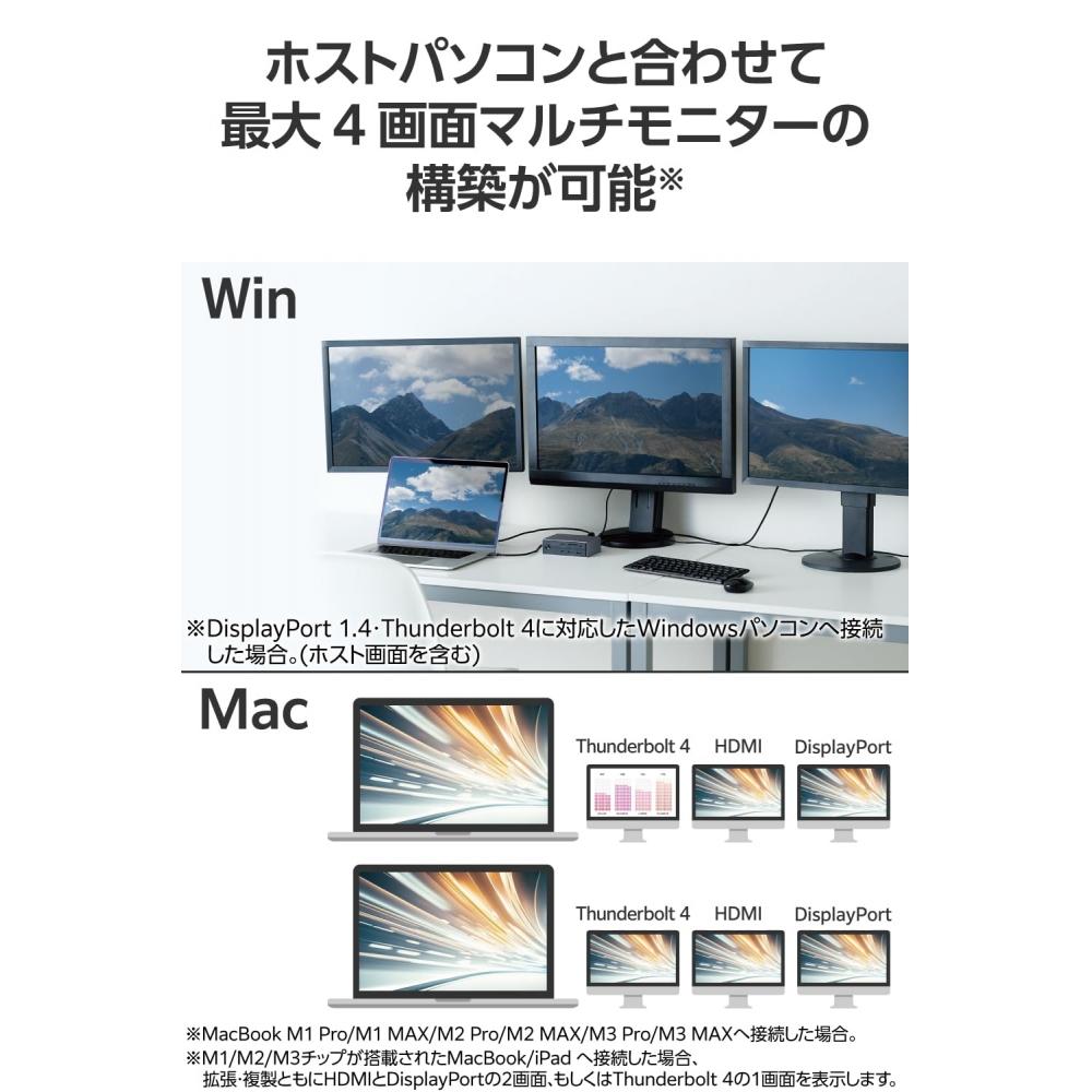 Elecom Док-станция USB-C Hub 14-в-1, совместимая с Thunderbolt4, PD 60 Вт, 3 выхода на экран, порт HDMI, порт дисплея, порт LAN, магнитная подставка в комплекте, вертикальная