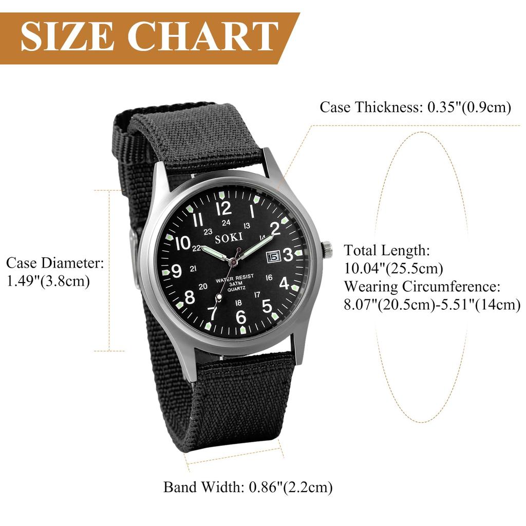 Calendar Luminous Analog Simple and Stylish Sports Quartz Black Nylon Fashion Accessory A Great Gift for and Day Men's Antique-Style Watch,