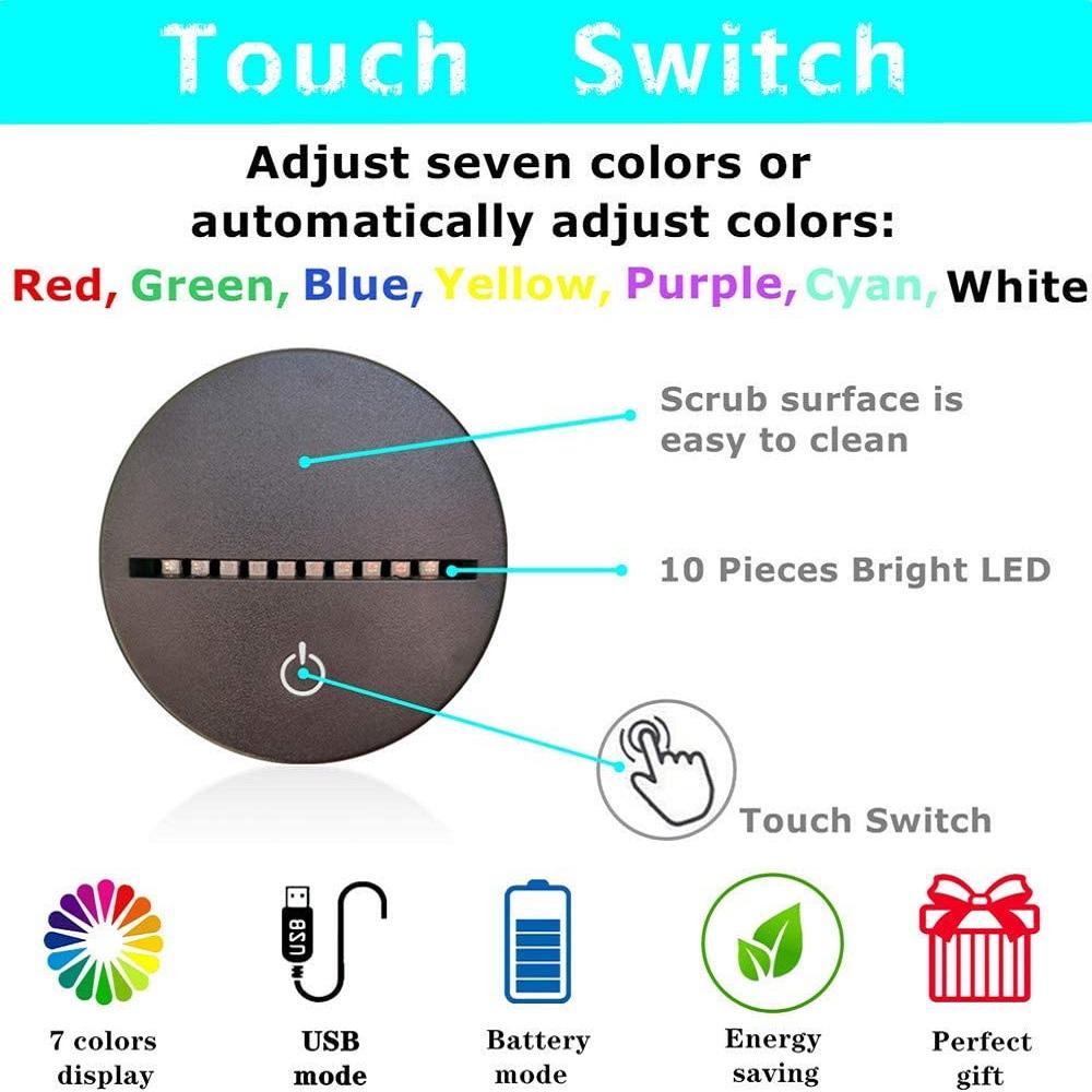 Dinosaur 3D Night Light with 7 Color Changes Black Base Gift Room Decor For Kids