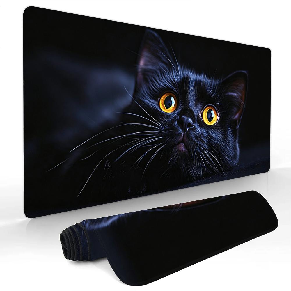 Cute And Lively Black Cat Mouse Pad Desk Mat Large Computer Office Carpet Xxl Mousepad Gamer Gaming Pc Accessories Keyboard Rug