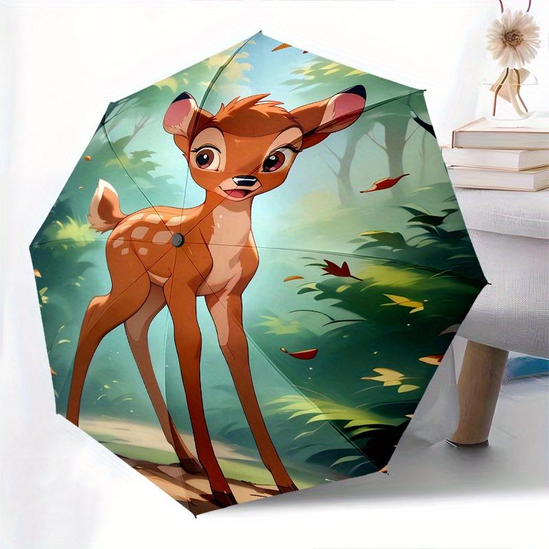 1pc Bambi,Forest Automatic Folding Umbrella: Compact 8-Bone Design Cartoon Outdoor Travel Companion, Business Umbrella, Christmas Valentine'