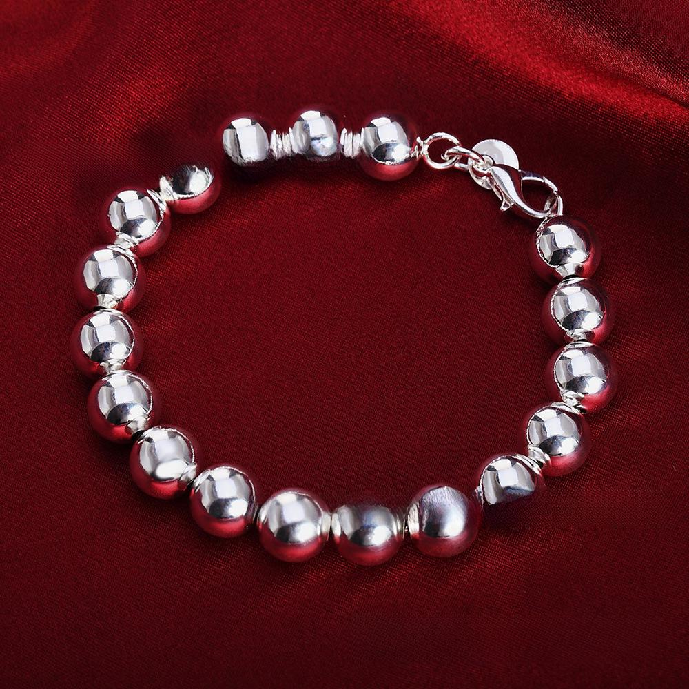 Посеребренный браслет - Классические ретро буддийские бусины, 8 мм, Популярные модные украшения
