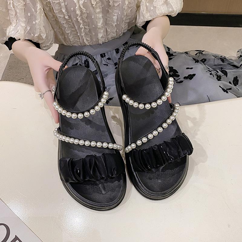 Новая корейская версия повседневной моды: нескользящие сандалии с жемчужинами на толстой подошве