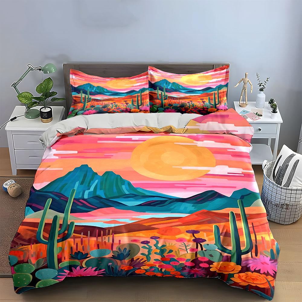 Colorful desert landscape pattern. Bedding sets Duvet cover sets Duvet covers Pillowcases(1 * Duvet Cover 2 * Pillowcases without duvet insert)