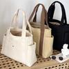 Canvas Solid Color Tote Bag Versatile Handbag For Commuter Work Student Class Underarm Bag Women Shopping Bag