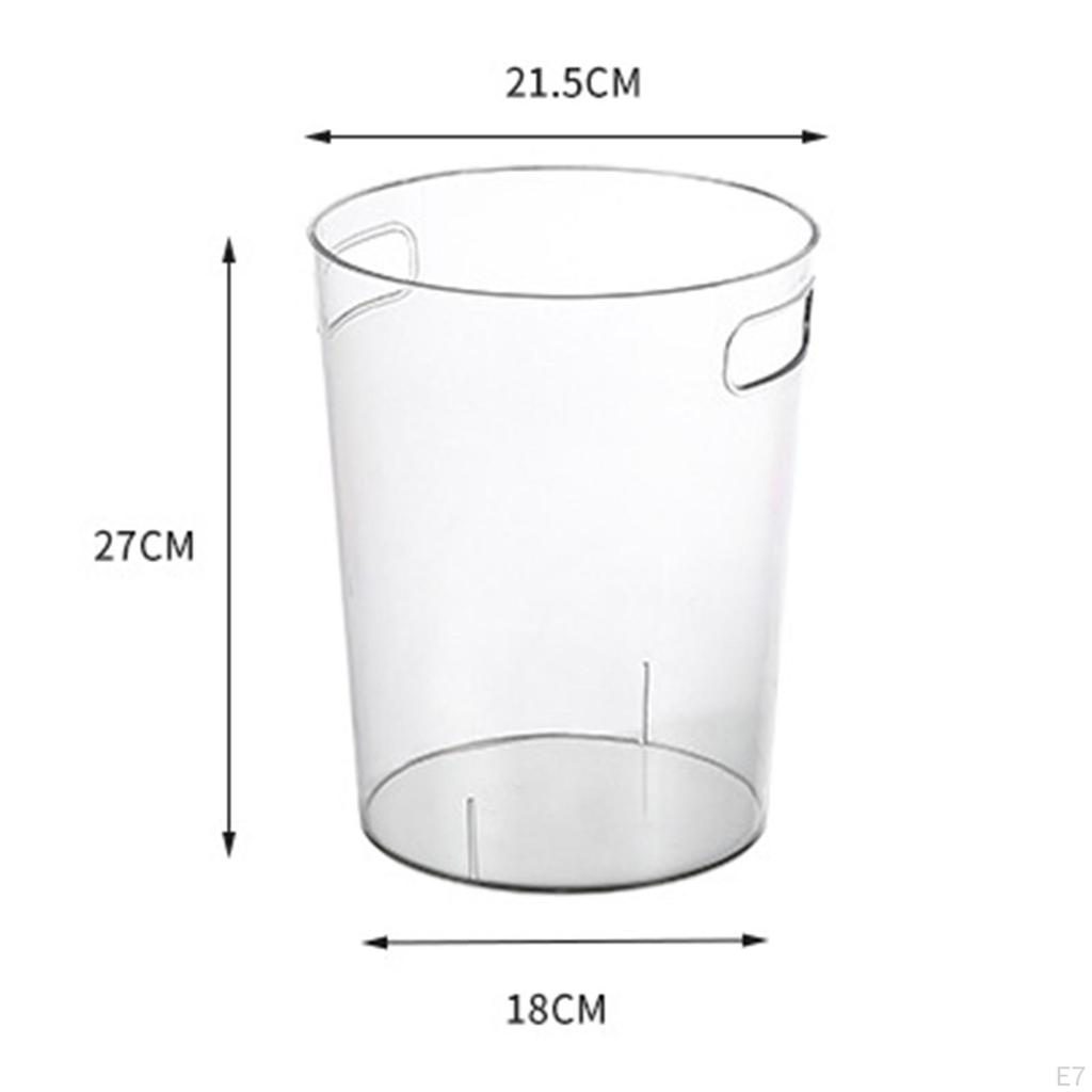 Round Transparent Trash Can Wastebasket Garbage Container Bin Organizer Box Ice Bucket