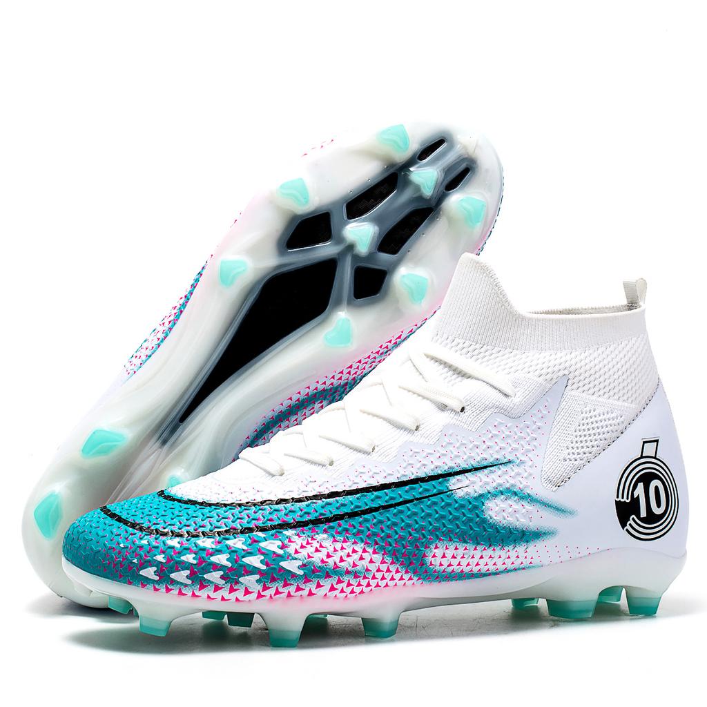 Унисекс модные уличные спортивные футбольные бутсы с высоким берцем кожаные футбольные бутсы для детей