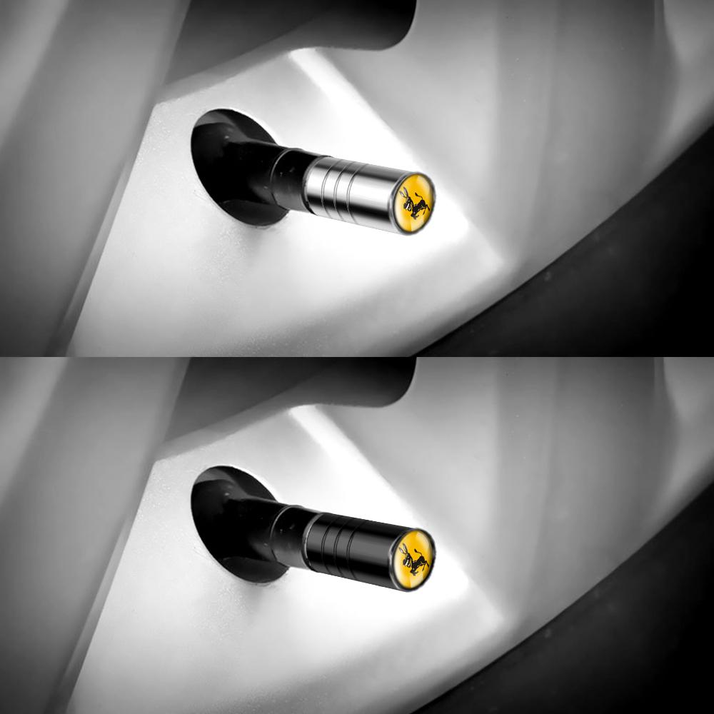 kqsdr10 4Pcs Donkey Emblem Car Styling Valve Caps Wheel Tires Air Valve Stem Protective Cover for Ferrari Auto Modification Accessories