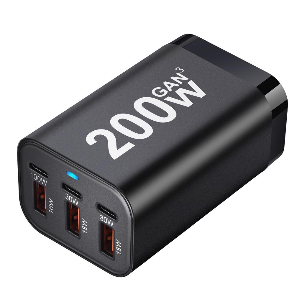 USB C Fast 200W 6-Port Charging Fast GaN Charger Power Adapter For 14/13/12 Series, Samsung Galaxy S23/S22/S21