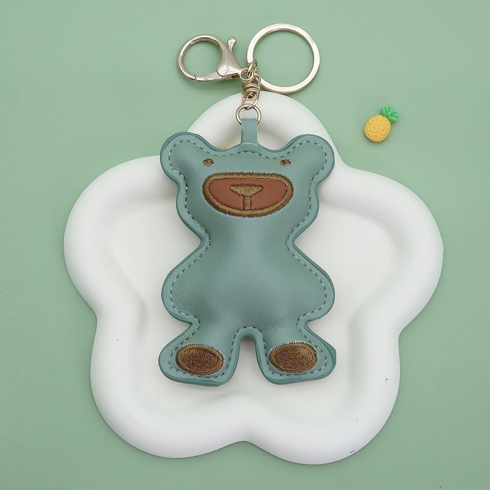 Fashion PU Leather Embroidery Bear Hanger Cute Heart Bears Bag Pendant  Backpack Decoration