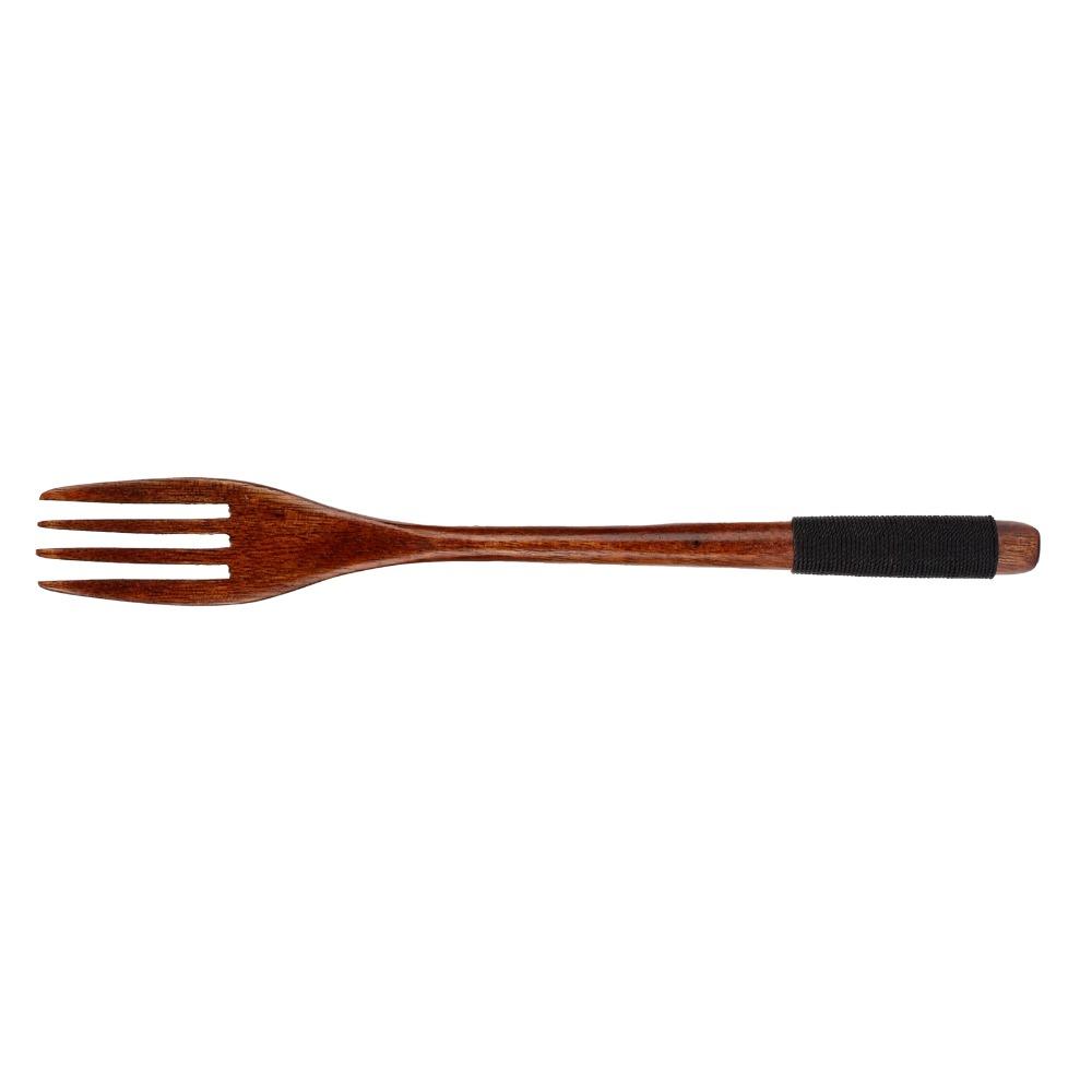 2Pcs Black Line Handle Cooking Fork Smooth Polished Serving Fork Fruit Fork Dish Usage
