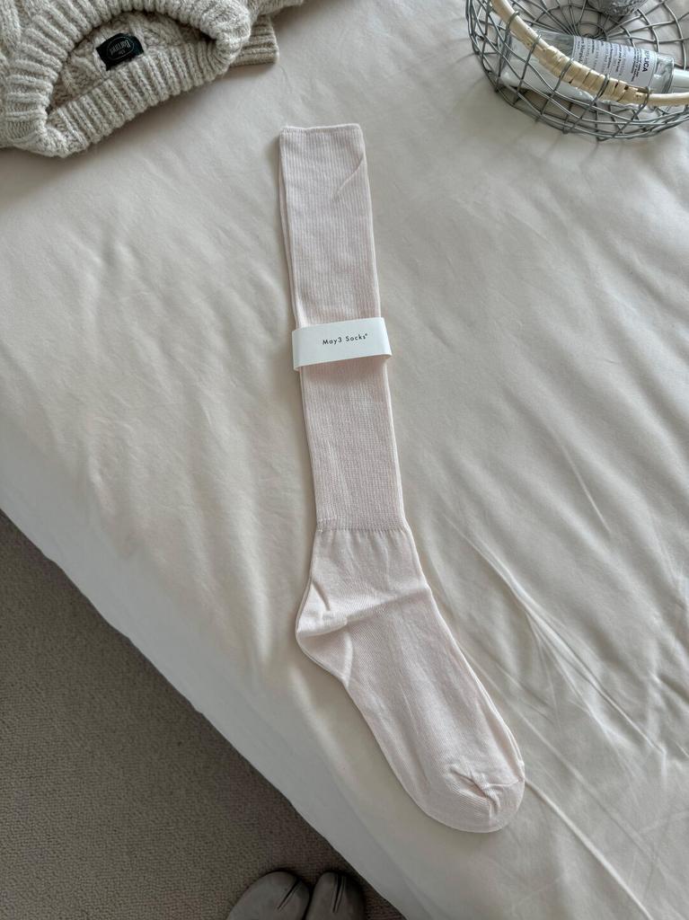 White Calf Socks Women'S Spring And Summer Thin Boneless Pile Socks Miu Ballet Vertical Pattern Thin Stockings