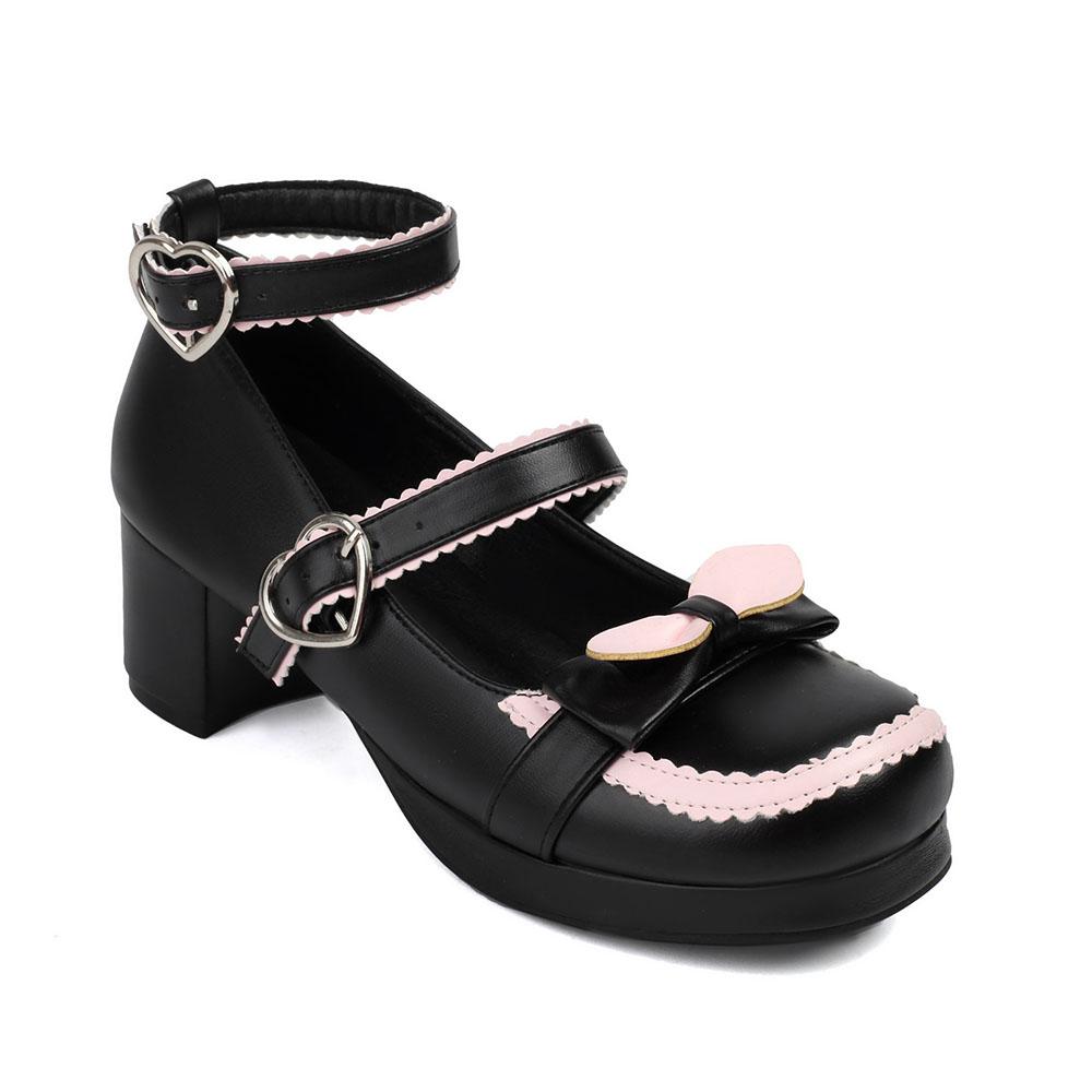 Размер 34-48 Лолита Женские Туфли Мэри Джейн Туфли-лодочки на платформе Толстый каблук Готические туфли-лодочки с бантом Милая униформа Туфли-лодочки для женщин