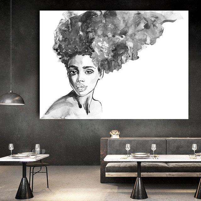 Canvas Painting Black and White Beauty African Women Living Room Wall Painting Home Decoration Wall Art Poster