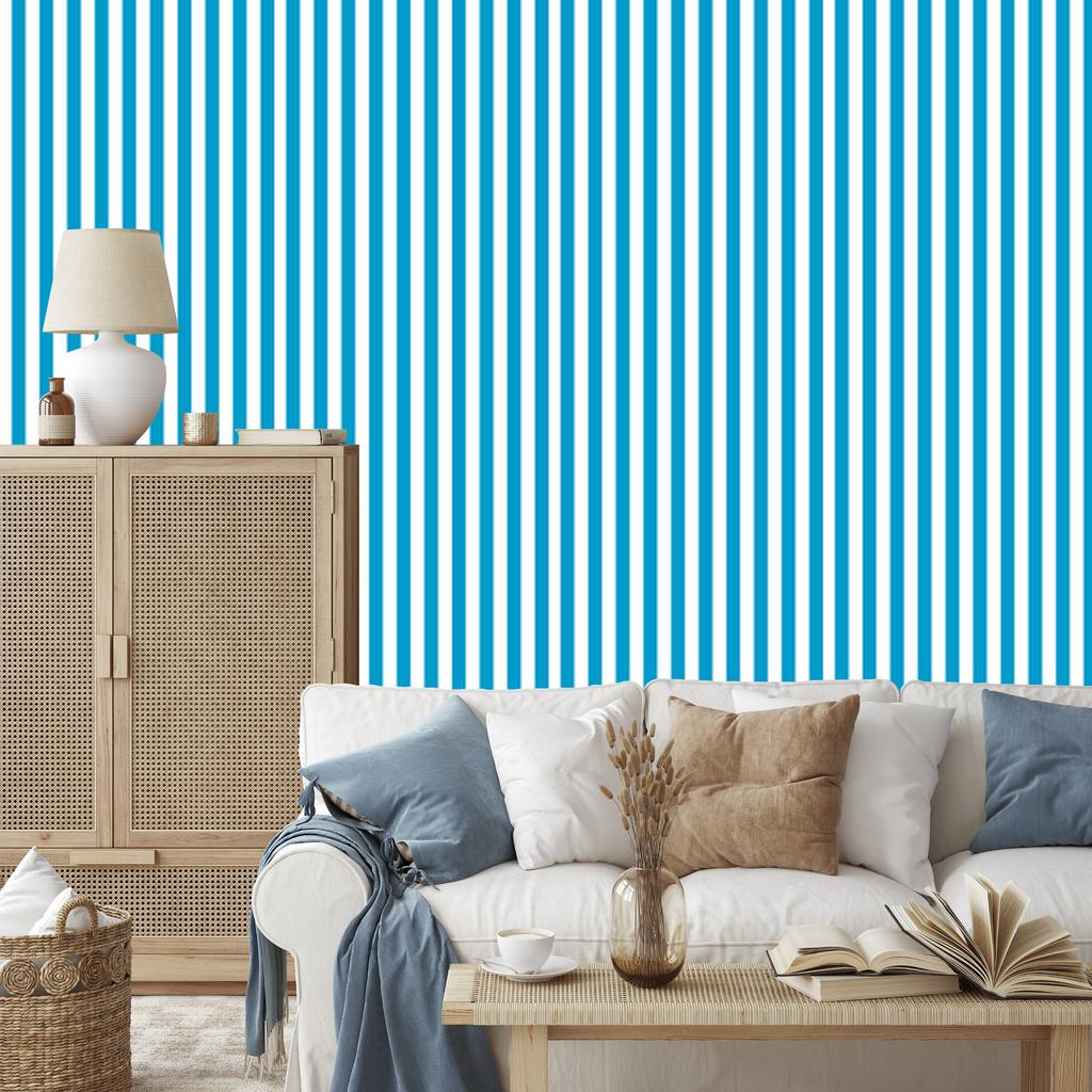 Wallpaper Stripes Turquoise, White and Celadon for Living Room and Bedroom 50x1000