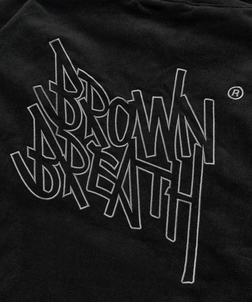 BROWNBREATH Куртка-бомбер на молнии с капюшоном из вельвета с подкладкой - Черная