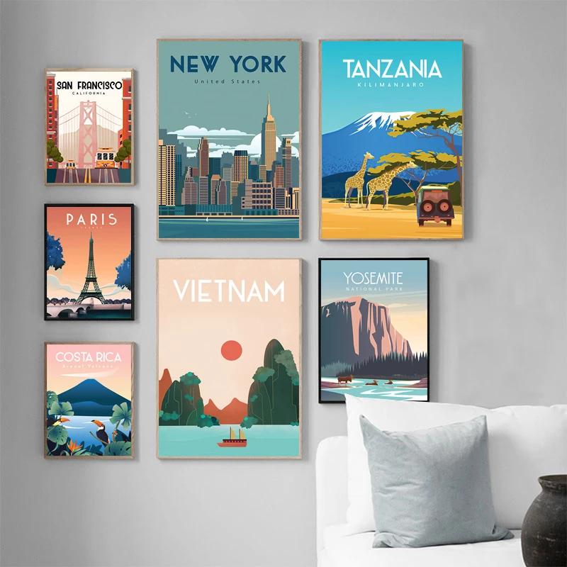 Марокко Пейзаж Постер Париж Нью-Йорк Сити Путешествия Холст Живопись Современное Настенное Искусство Модульная Печать Картины Проход Домашнее Украшение