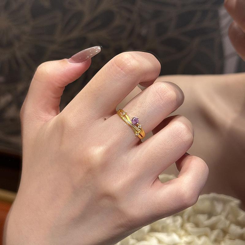 Изысканные кольца Fine Light Luxury для женщин Модные Фиолетовые инкрустированные бриллиантами Кольцо Вечеринка Свадьба Романтические