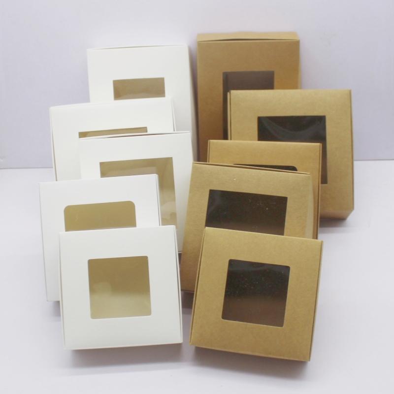 10 шт. подарочная упаковка с окошком белая/крафт-бумага большого размера для рождественского подарка упаковка для торта свадьба семейное торжество m