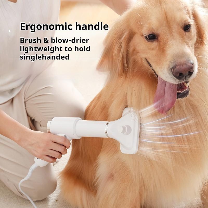 3-in-1 Pet Hair Dryer Brush Ergonomic Handle Adjustable Temperature Pet Grooming Brush Pet Comb for Cats&Dogs Indoor Bath Shower