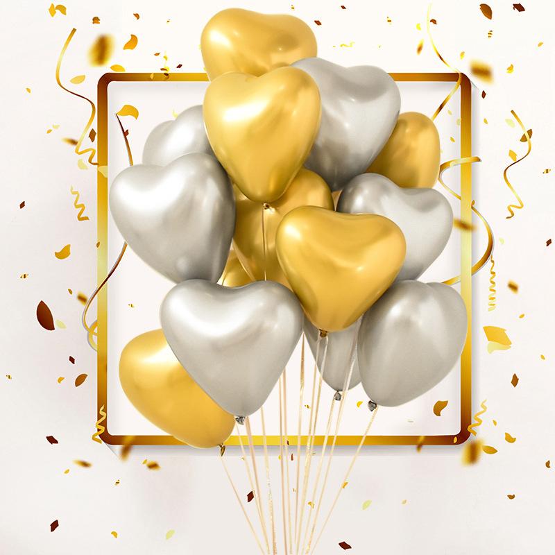 12-дюймовый свадебный шар в форме сердца, высокие металлические латексные шары, предложение для дня рождения, декорированные фиолетовым, золотым, гелиевым шаром
